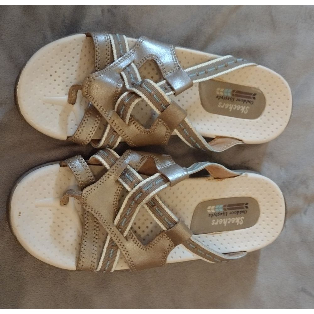 Skechers Outdoor Lifestyle Women's Size 7 Sandal Tan Leather Flip Flop Sandals